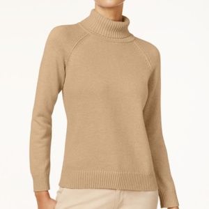 Karen Scott Tan 100% Cotton Pullover Turtleneck Sweater sz XS